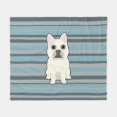 Cute French Bulldog Blue Striped Fleece Deken (Voorkant (Horizontaal))
