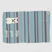 Cute French Bulldog Blue Striped Golfhanddoek (Horizontaal)