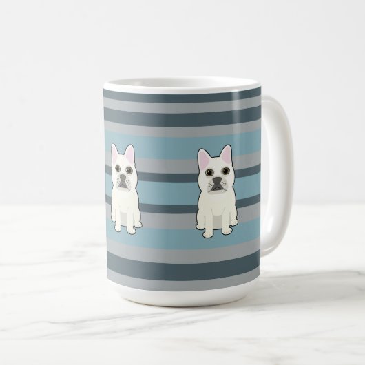 Cute French Bulldog Blue Striped Koffiemok (Voorkant rechts)