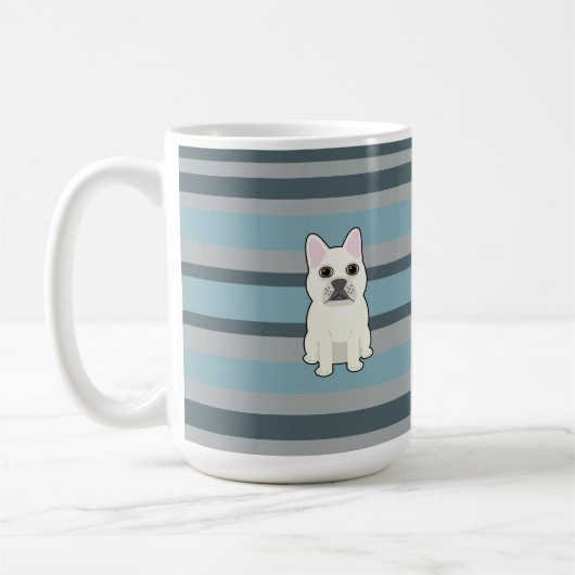 Cute French Bulldog Blue Striped Koffiemok (Links)