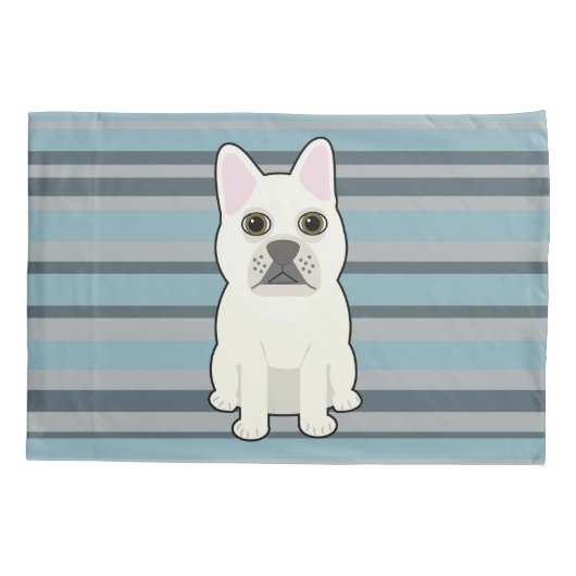 Cute French Bulldog Blue Striped Kussensloop (Achterkant)