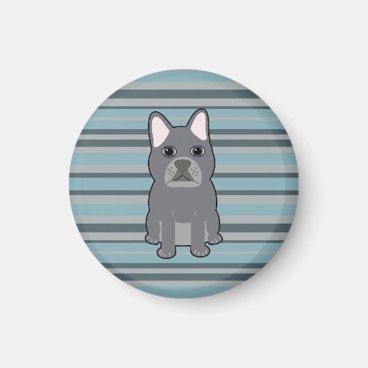 Cute French Bulldog Blue Striped Magneet (Voorkant)