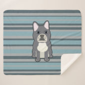 Cute French Bulldog Blue Striped Sherpa Deken (Voorkant (horizontaal))