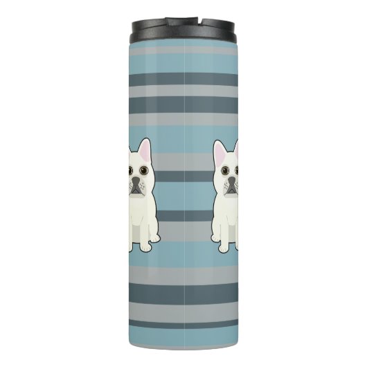Cute French Bulldog Blue Striped Thermosbeker (Achterkant)