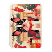 Cute French Bulldog by the Christmas Fireplace Magneet (Verticaal)
