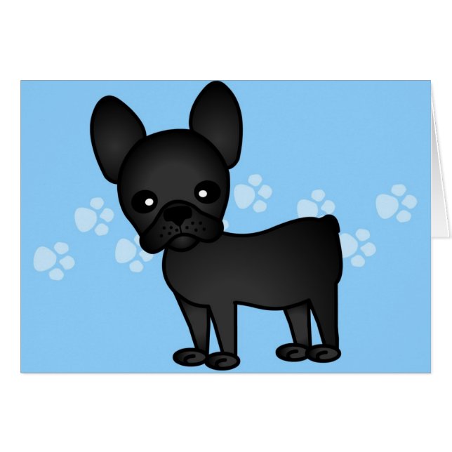 Cute French Bulldog Cartoon Black (Voorkant Horizontaal)