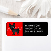Cute French Bulldog Cartoon Black Etiket (Insitu)