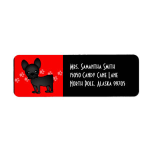 Cute French Bulldog Cartoon Black Etiket