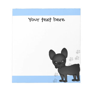 Cute French Bulldog Cartoon Black Notitieblok