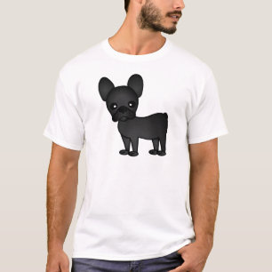 Cute French Bulldog Cartoon Black T-shirt