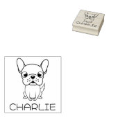 Cute French Bulldog Cartoon Wooden Art Rubberstempel (Gestempeld)