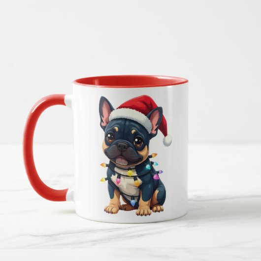 Cute French Bulldog Christmas Santa Pet Dog Lover Mok (Links)