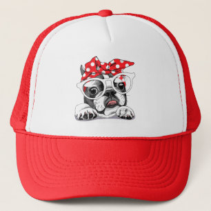 Cute French Bulldog Colorful Headband and Glasses Trucker Pet