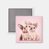 Cute French Bulldog Couple Valentine Illustration  Magneet (Voorkant / Achterkant)