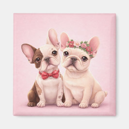 Cute French Bulldog Couple Valentine Illustration Magneet