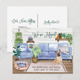 Cute French Bulldog Cozy New Home Moving Aankondigingskaart