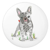 Cute French Bulldog Deb - Ceramic Keramische Knop (Voorkant)