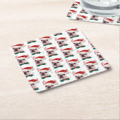 Cute French Bulldog Dog Christmas Pattern Kartonnen Onderzetters (Schuin)