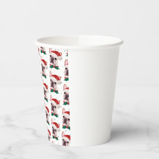 Cute French Bulldog Dog Christmas Pattern Papieren Bekers (Links)
