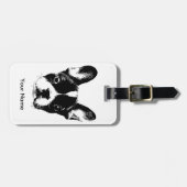 Cute French Bulldog Dog Face Custom Name Bagagelabel (Voorkant horizontaal)