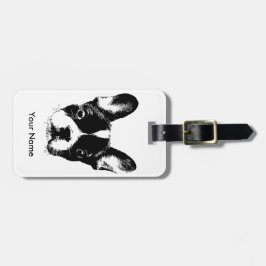 Cute French Bulldog Dog Face Custom Name Bagagelabel