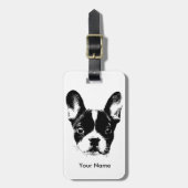Cute French Bulldog Dog Face Custom Name Bagagelabel (Voorkant verticaal)
