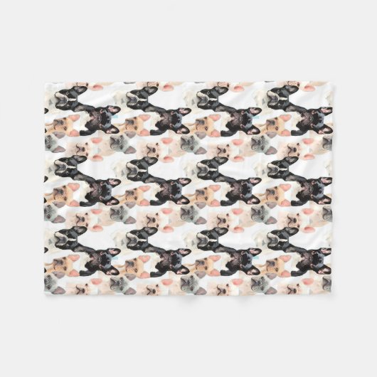 Cute French Bulldog Dog Fleece Deken (Voorkant (Horizontaal))