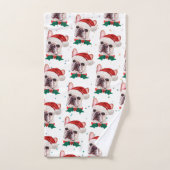 Cute French Bulldog Dog Kerstmis Pattern Handdoek (Handdoek)
