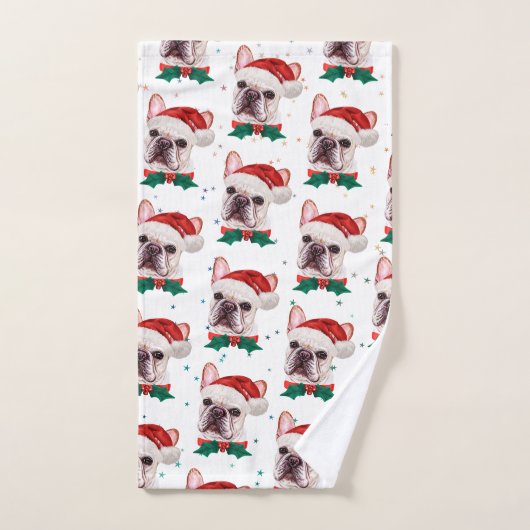 Cute French Bulldog Dog Kerstmis Pattern Handdoek (Handdoek)