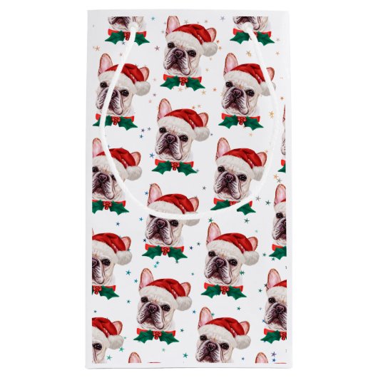 Cute French Bulldog Dog Kerstmis Pattern Klein Cadeauzakje (Achterkant)