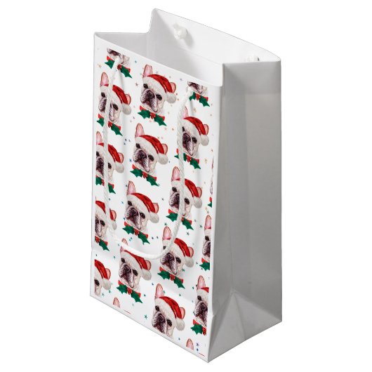 Cute French Bulldog Dog Kerstmis Pattern Klein Cadeauzakje (Voorkant Gekanteld)