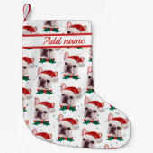 Cute French Bulldog Dog Kerstmis Pattern Kleine Kerstsok (Voorkant)