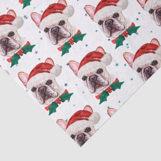 Cute French Bulldog Dog Kerstmis Pattern Tissuepapier (Detail)
