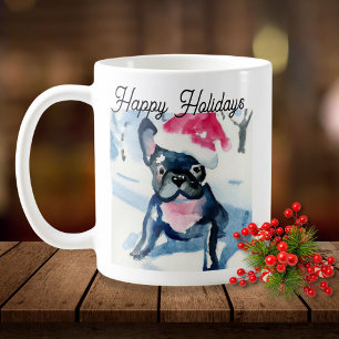 Cute French Bulldog draagt kerstkerstkerstkerstker Koffiemok