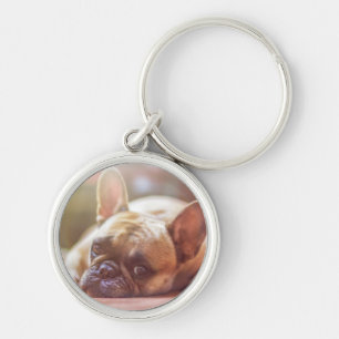 Cute French Bulldog Face, neergaande Sleutelhanger