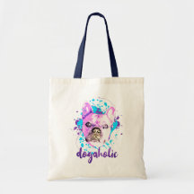 Cute French Bulldog Face Pink Blue Dogaholic
