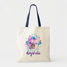 Cute French Bulldog Face Pink Blue Dogaholic Tote Bag