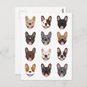 Cute French Bulldog Faces Pattern Briefkaart (Voorkant / Achterkant)