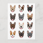 Cute French Bulldog Faces Pattern Briefkaart (Voorkant)