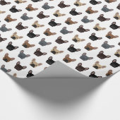Cute French Bulldog Faces Pattern Cadeaupapier (Hoek)