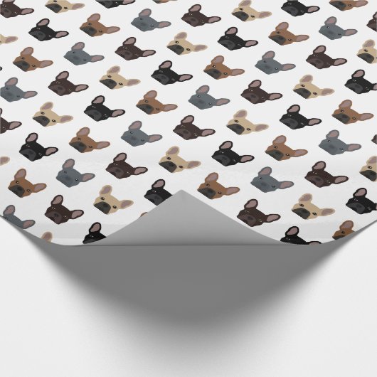 Cute French Bulldog Faces Pattern Cadeaupapier (Hoek)