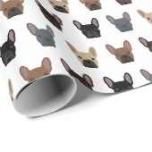Cute French Bulldog Faces Pattern Cadeaupapier (Rol Hoek)