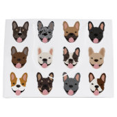 Cute French Bulldog Faces Pattern Groot Cadeauzakje (Voorkant)