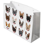 Cute French Bulldog Faces Pattern Groot Cadeauzakje (Achterkant Gekanteld)