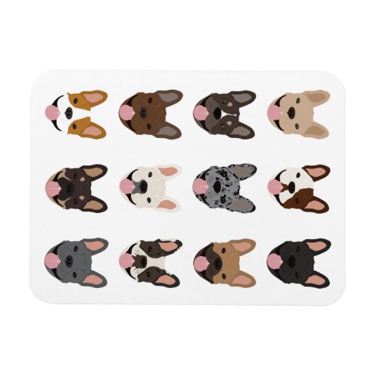 Cute French Bulldog Faces Pattern Magneet (Horizontaal)