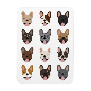 Cute French Bulldog Faces Pattern Magneet