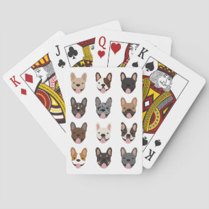 Cute French Bulldog Faces Pattern Pokerkaarten