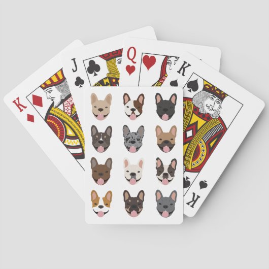 Cute French Bulldog Faces Pattern Pokerkaarten (Achterkant)