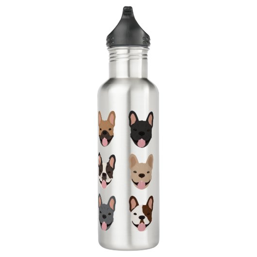 Cute French Bulldog Faces Pattern Waterfles (Rechts)