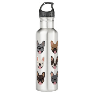 Cute French Bulldog Faces Pattern Waterfles